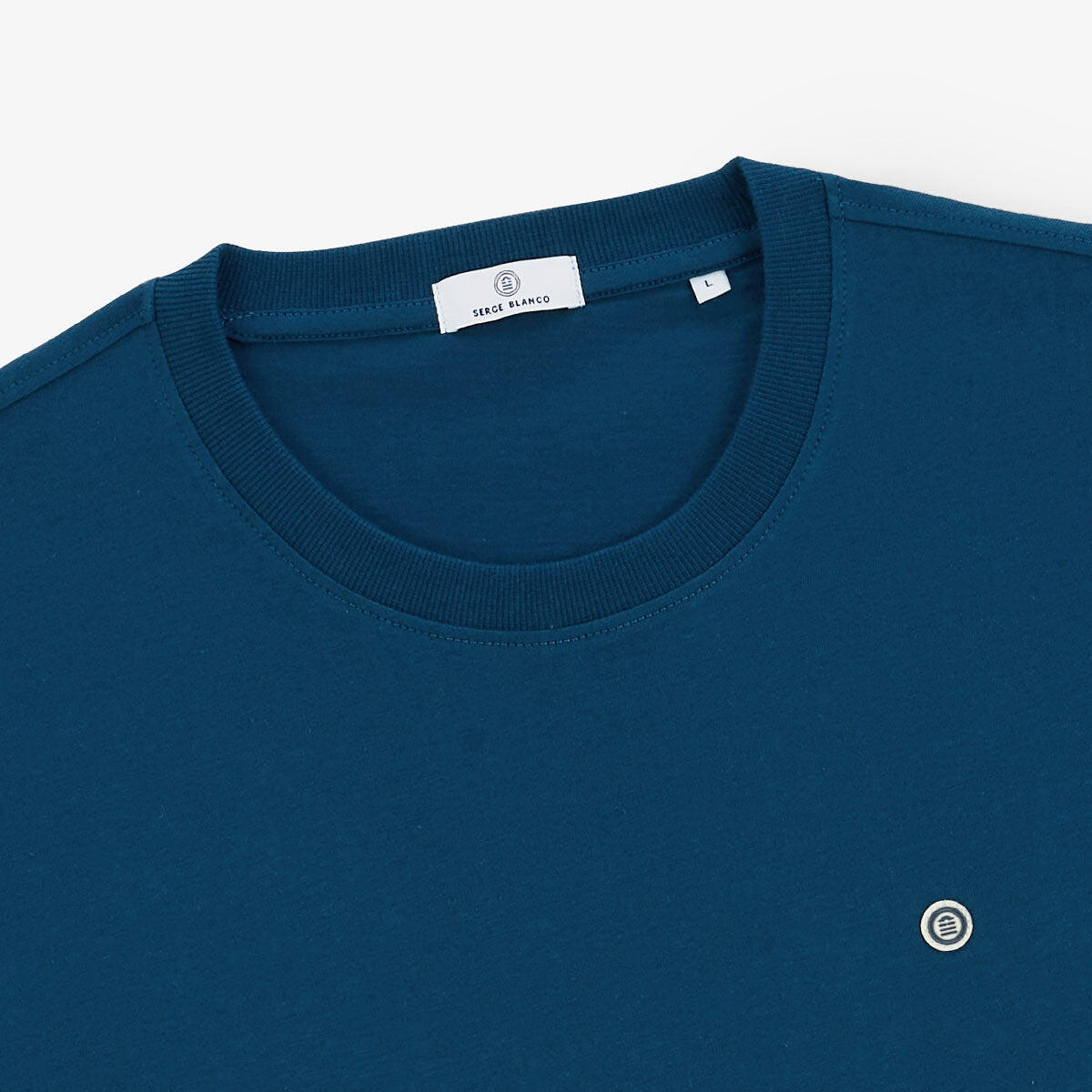 T-shirt girocollo Théo in cotone blu opale 4/5