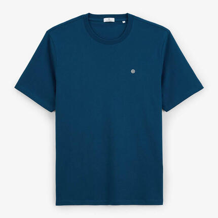 T-shirt col rond Théo en coton bleu opale