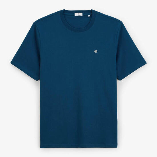 T-shirt col rond Théo en coton bleu opale