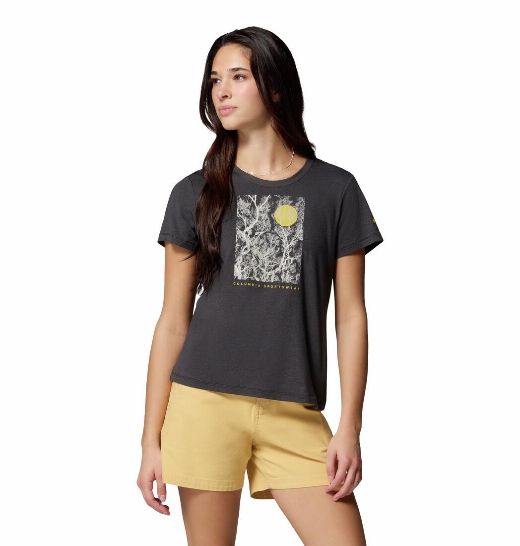 Tee Shirt de Randonnée Femme Columbia "Parsons Point SS Scoop Tee" Noir 1/5