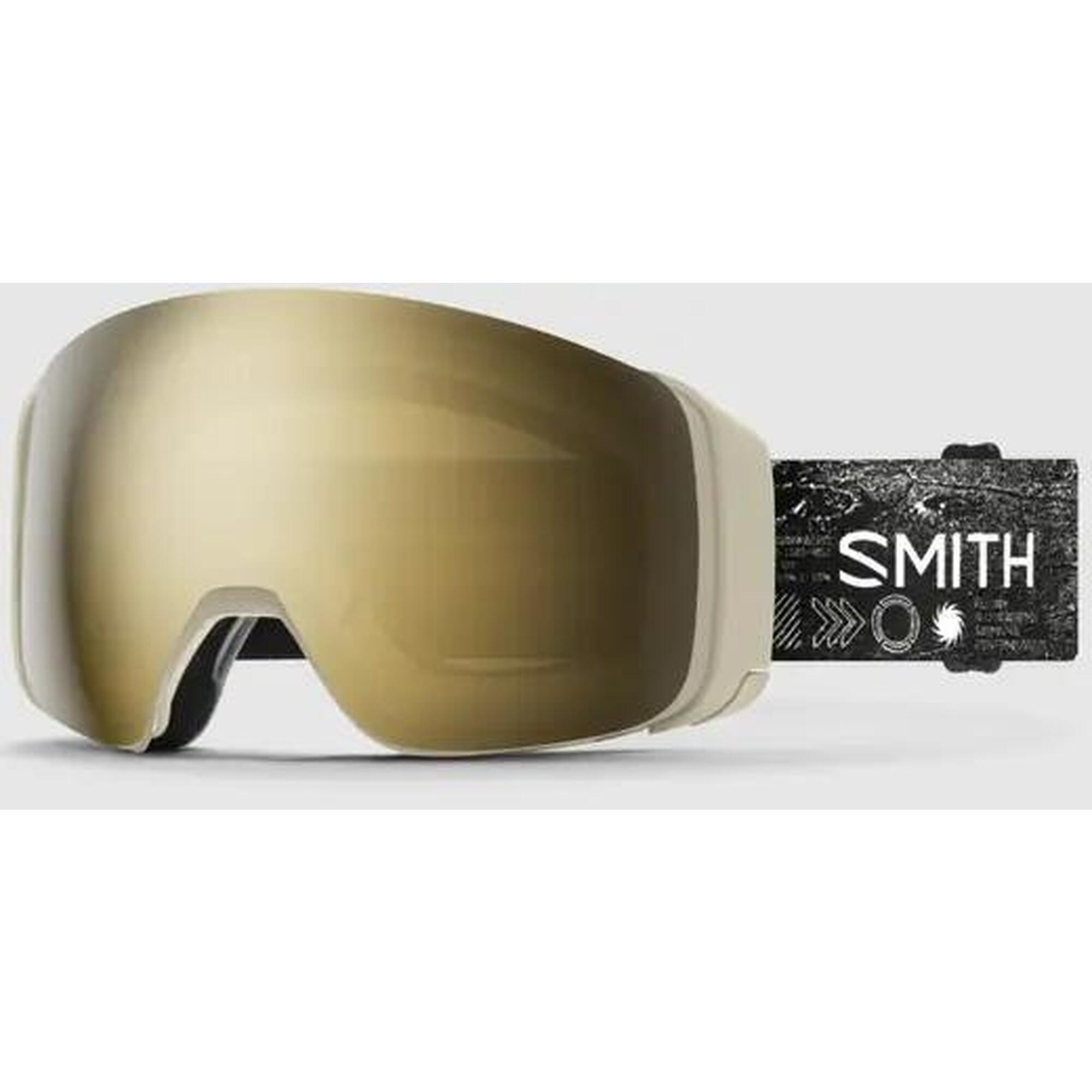 Sporty zimowe Gogle Smith 4D Mag Gogle Narciarskie - Chalk Si/Sun Black Gold...