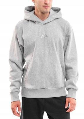 Adidas herenhoodie katoenmix grijs, fleece gevoerd, steekzak