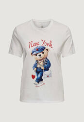 t-shirt crop top Onlmaeve Life S/S Reg Tee Cs Jrs FEMME blanc