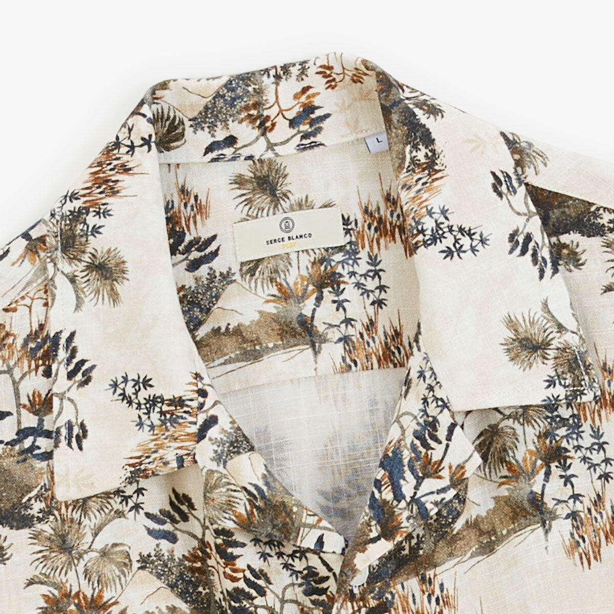 Camicia a maniche corte con stampa fogliame 3/4