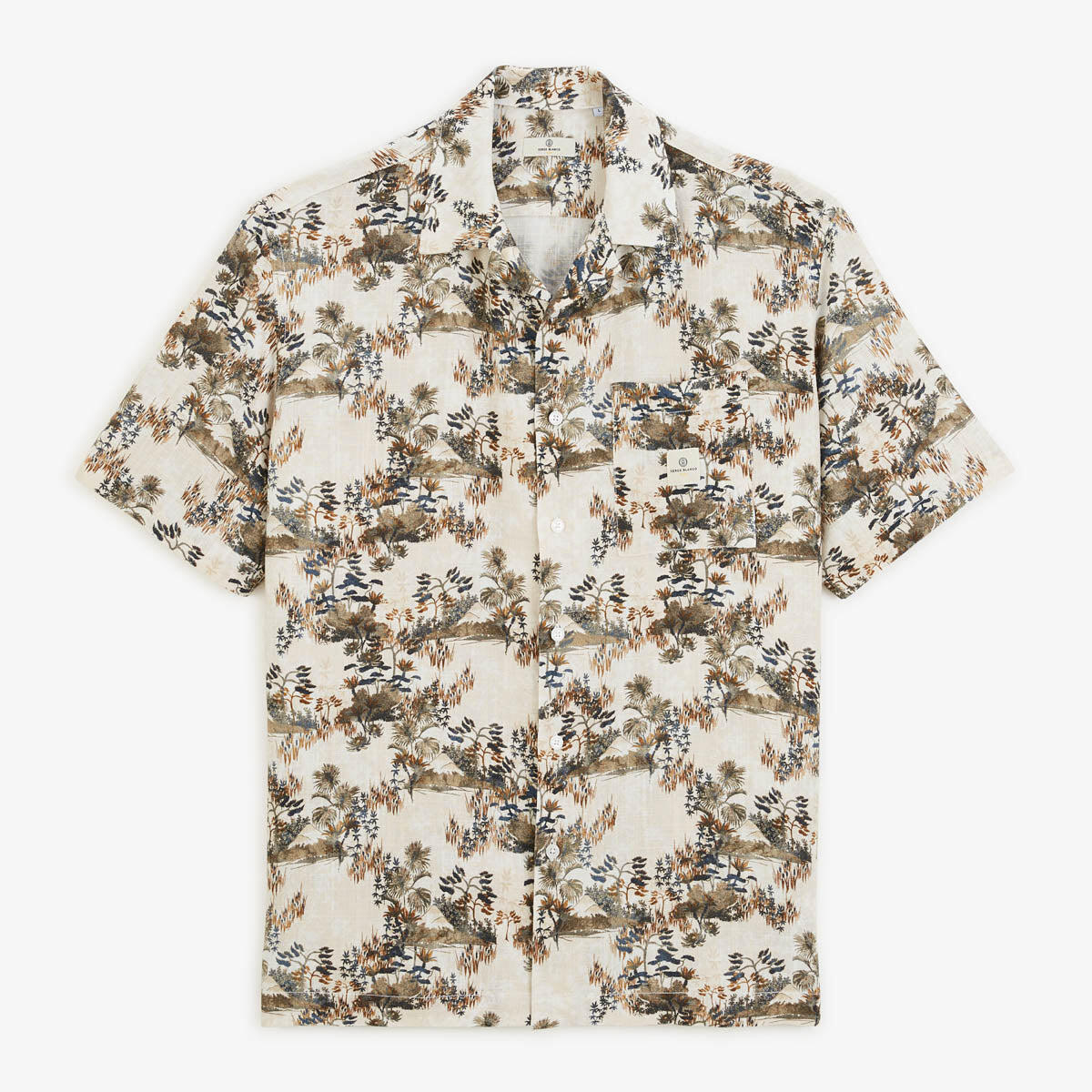 Camicia a maniche corte con stampa fogliame 1/4
