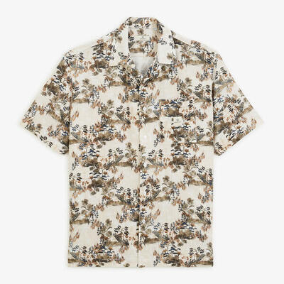 Overhemd met korte mouwen en bladerenprint