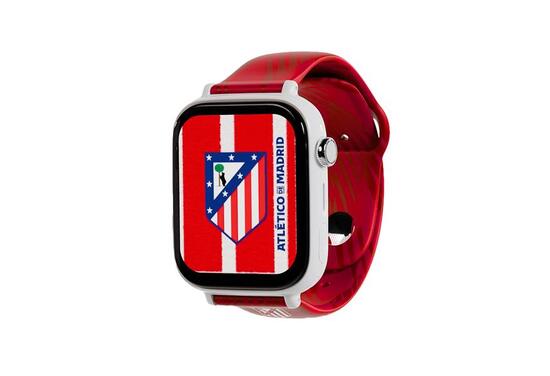 Montre SaveWatch Plus Atlético Madrid, boîtier blanc, bracelet en silicone rouge