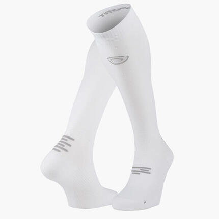 Chaussettes Run Marathon compression blanc/gris