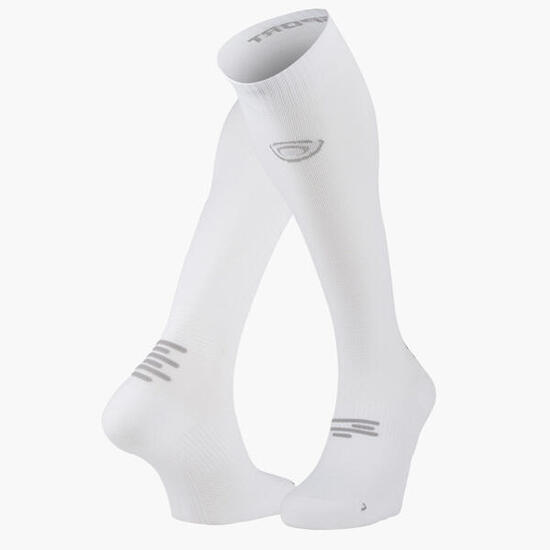Chaussettes Run Marathon compression blanc/gris