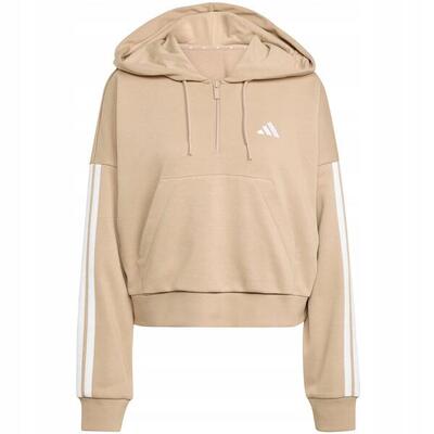 Essentials 3-stripes french terry hoodie quarter zip dameshoodie