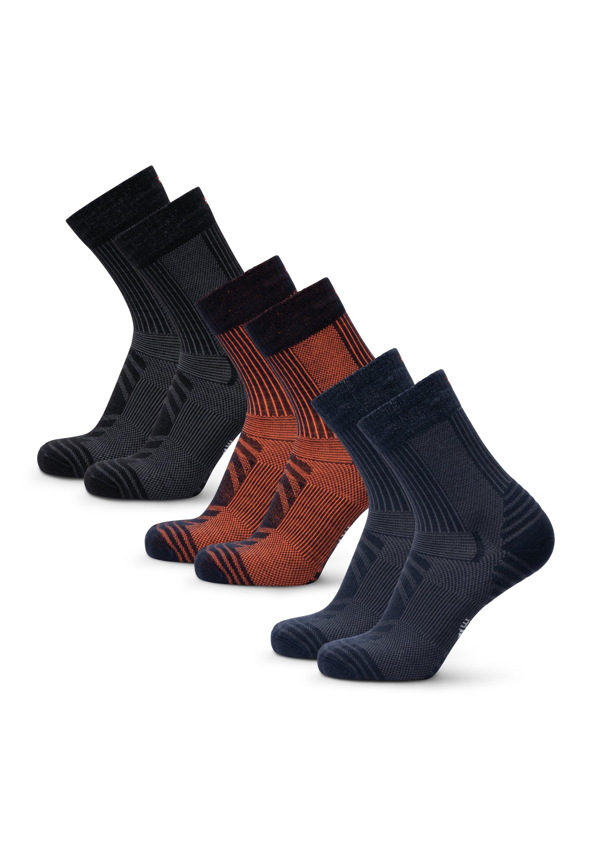 Wandersocken 3er Pack Leicht Merinowolle Atmungsaktiv Warm 3/5