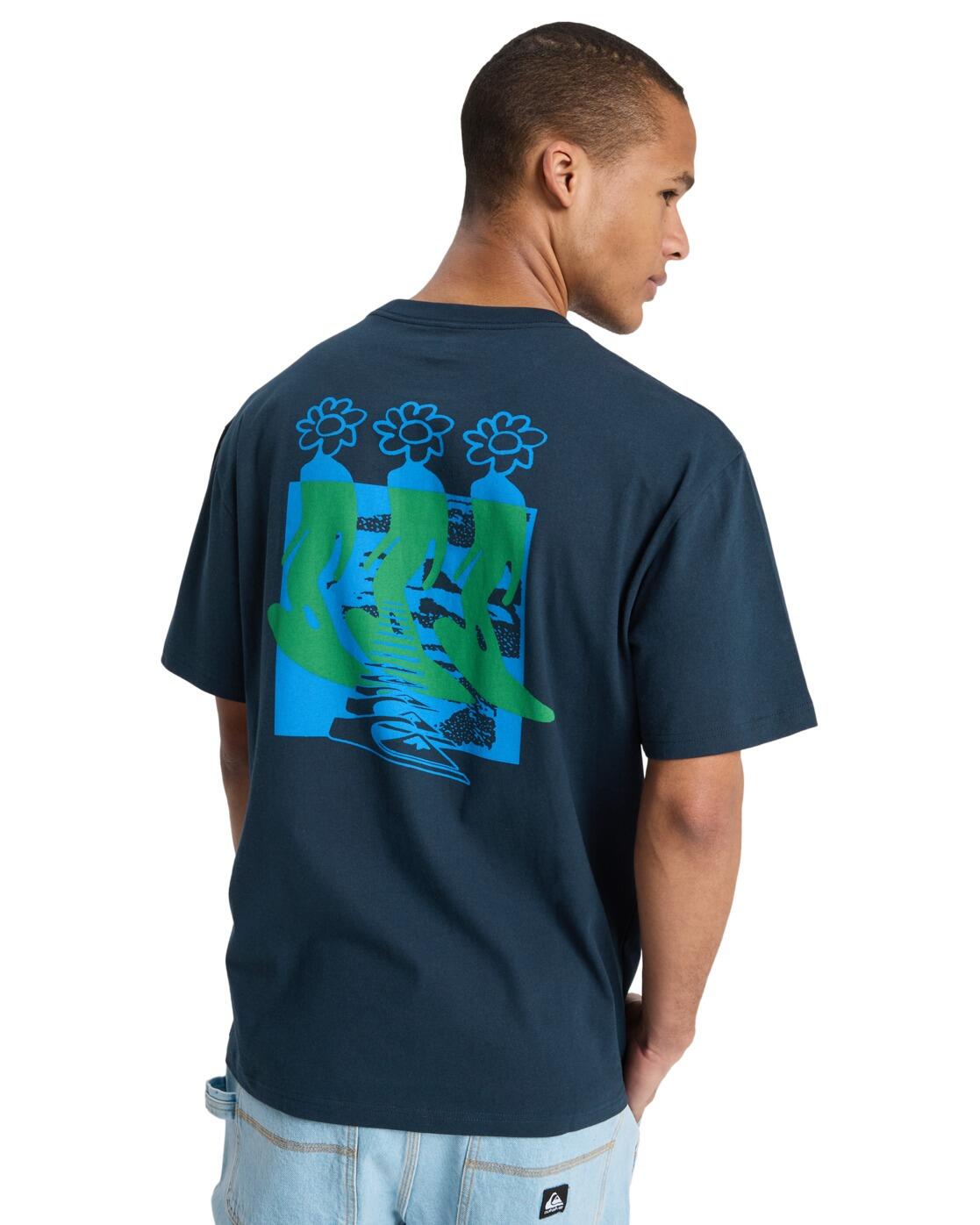 T-Shirt à manches courtes FLOWERS SURFING Bleu Homme 2/4