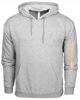 Adidas herenhoodie katoenmix grijs, fleece gevoerd, steekzak