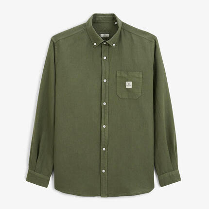Chemise manches longues avec poche poitrine vert olive