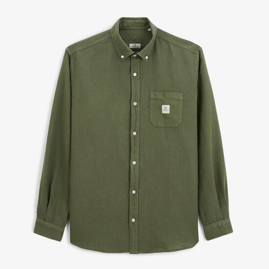 Chemise manches longues avec poche poitrine vert olive