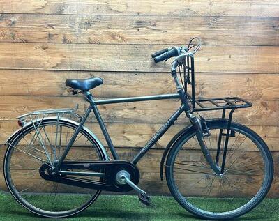 Tweedehands transport stadsfiets 57 cm - metalen grijs, 28" wiel, met standaard.