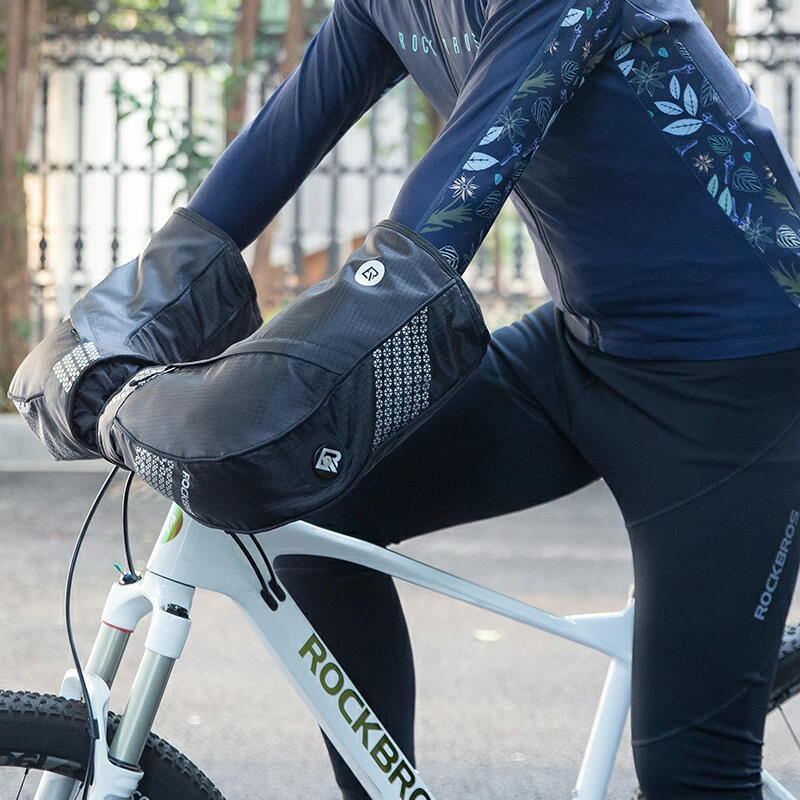 Ocieplacze rowerowe na ręce do kierownicy Rokcbros D80 z kieszeniami 4/7