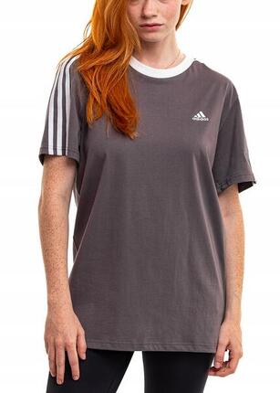T-shirt adidas femme 3‑Stripes polyester gris