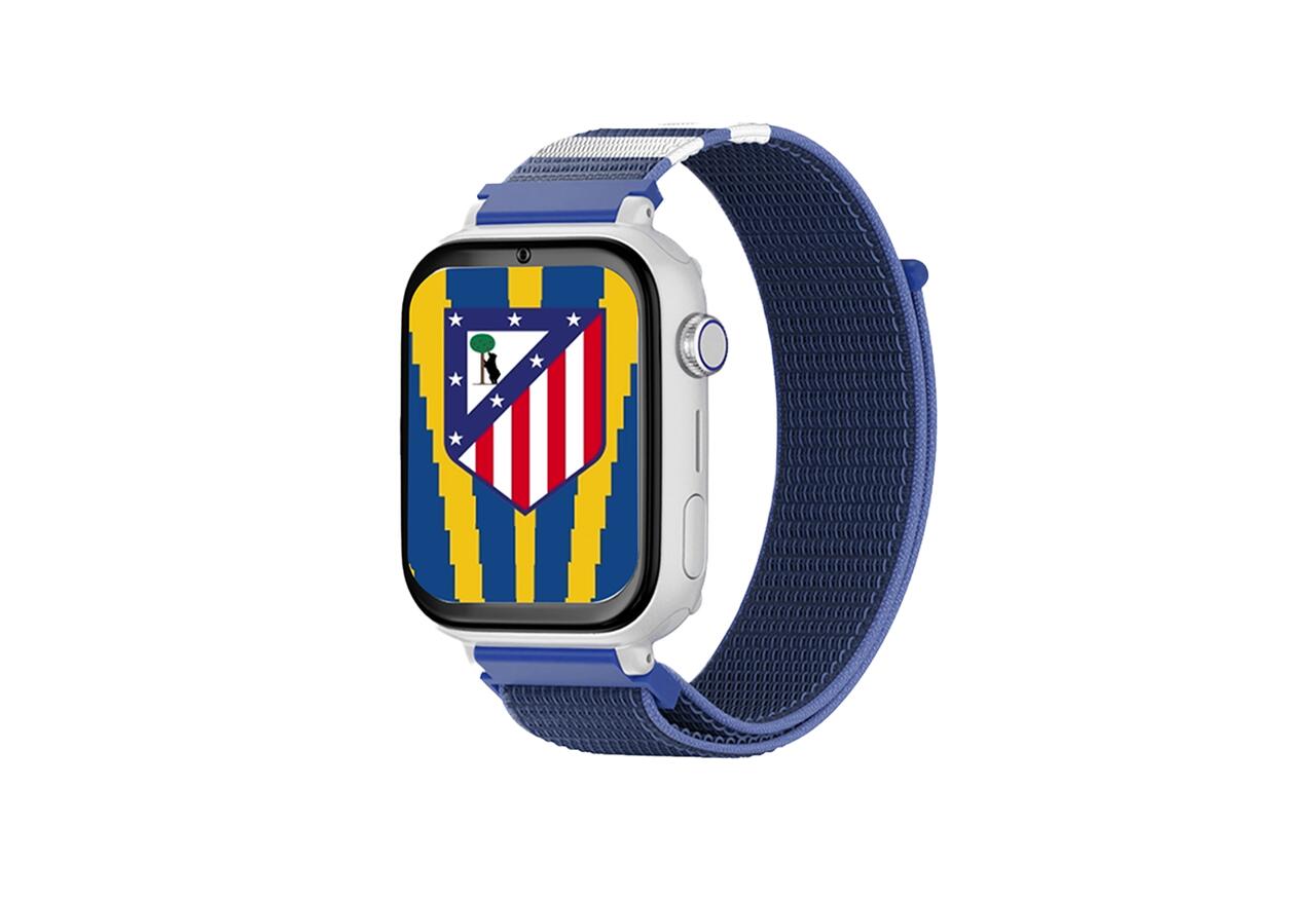 Montre SaveWatch Plus Atlético de Madrid, boîtier blanc, bracelet en tissu bleu 1/4