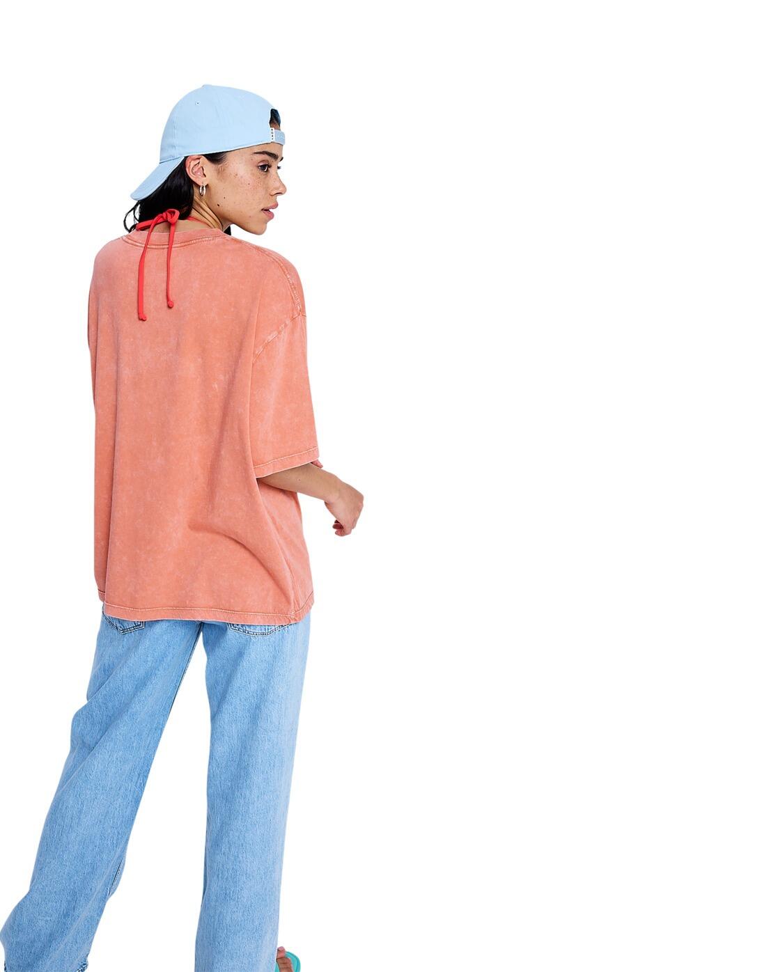 T-Shirt à manches courtes TALLOVERSIZE WASHED Orange Femme 2/4