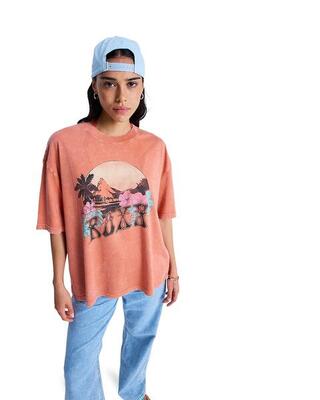 T-shirt talloversize washed rosa dames