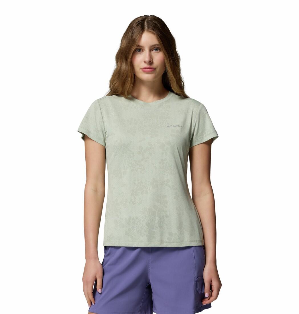 Tee Shirt de Randonnée Femme Columbia "Bluebird Canyon II SS Crew" Vert 1/5