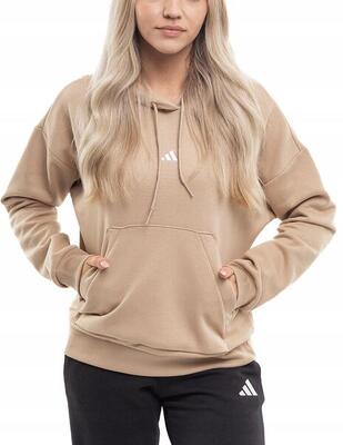 Adidas dameshoodie katoenmix beige, fleece gevoerd, kangaroezak