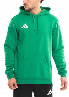 Adidas heren hoodie katoen-polyester groen, fleece voering, kangaroezak