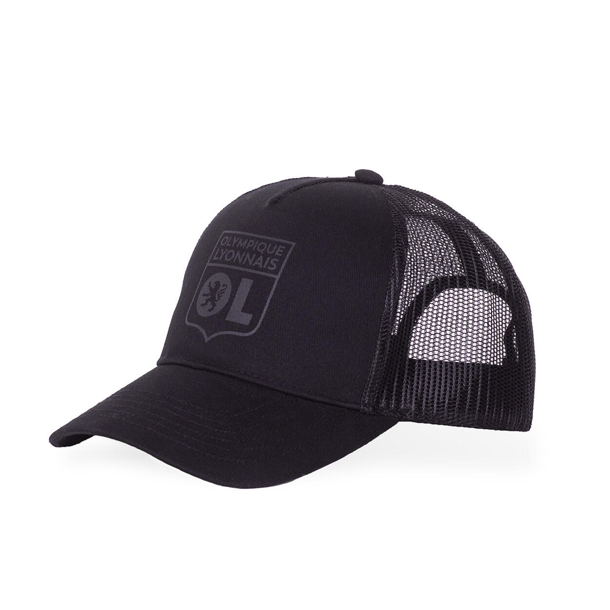 Casquette Blason OL Ton sur Ton Noire Mixte 1/4