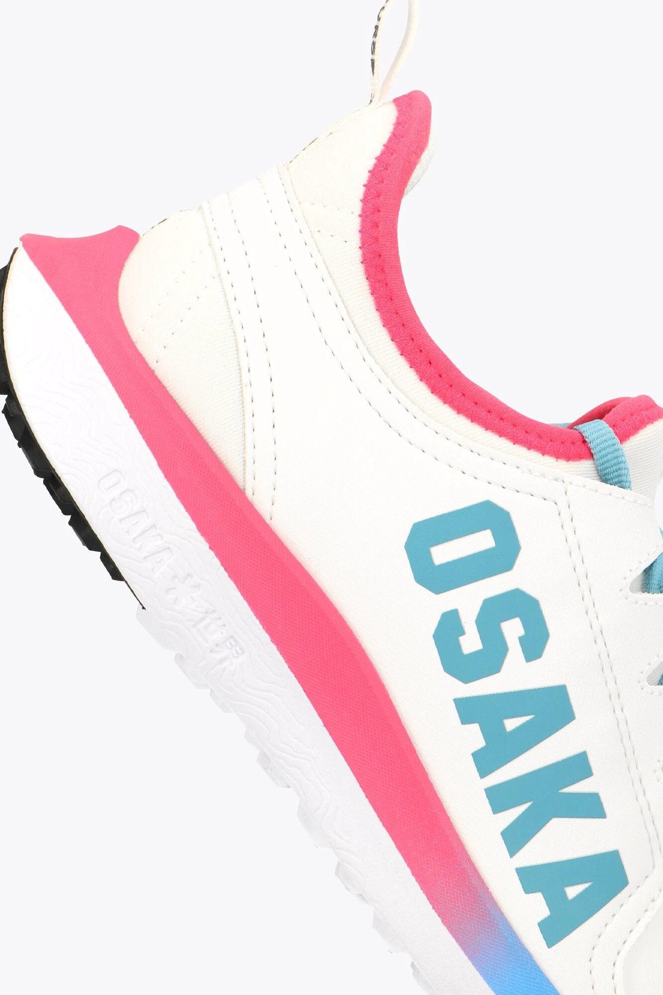 Scarpe da hockey su prato per bambini Osaka Furo Play | Bianco-Blu retrò-Lampone 3/6