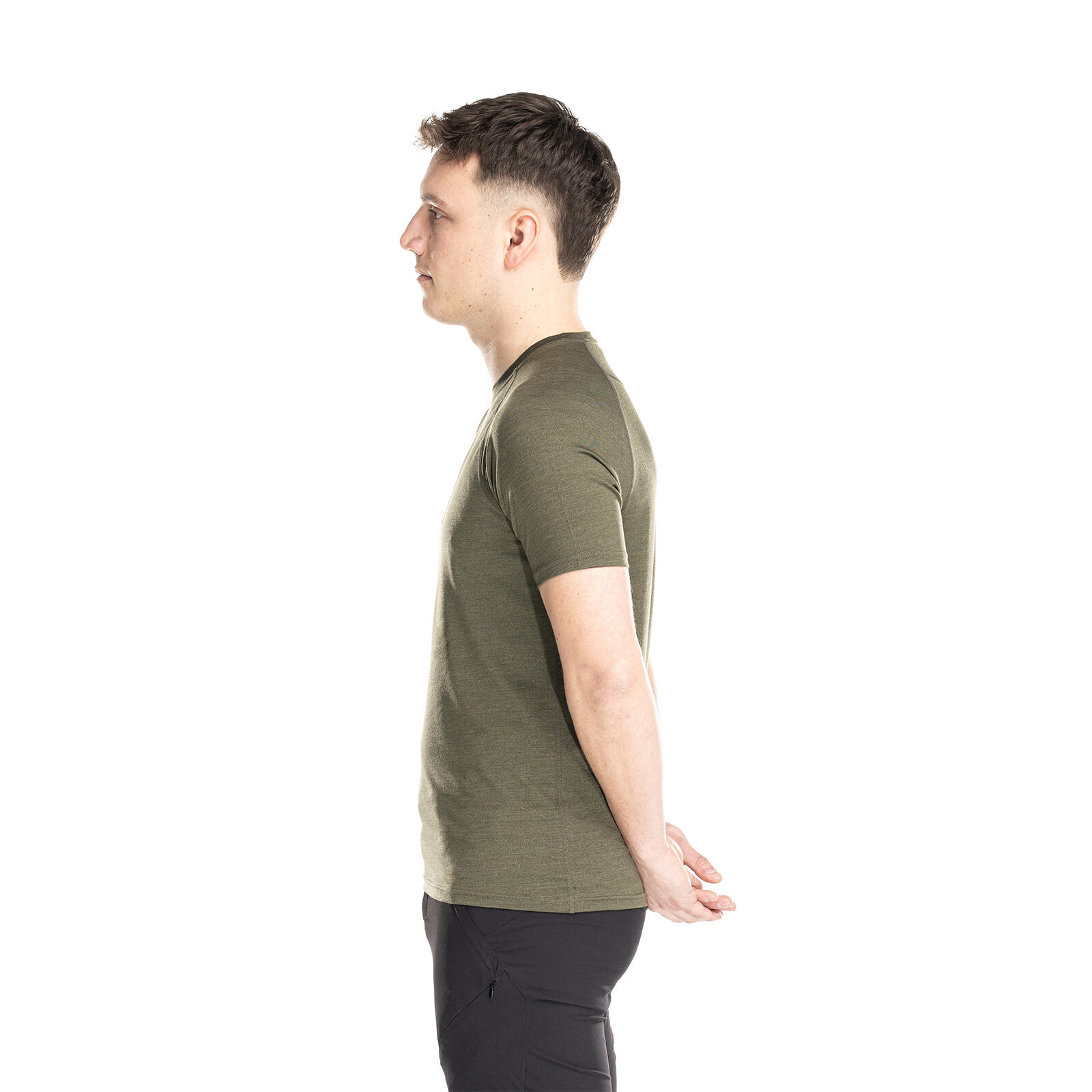Nilo Merino Baselayer Shirt Herren kurzarm Wandern - dunegreen 3/7