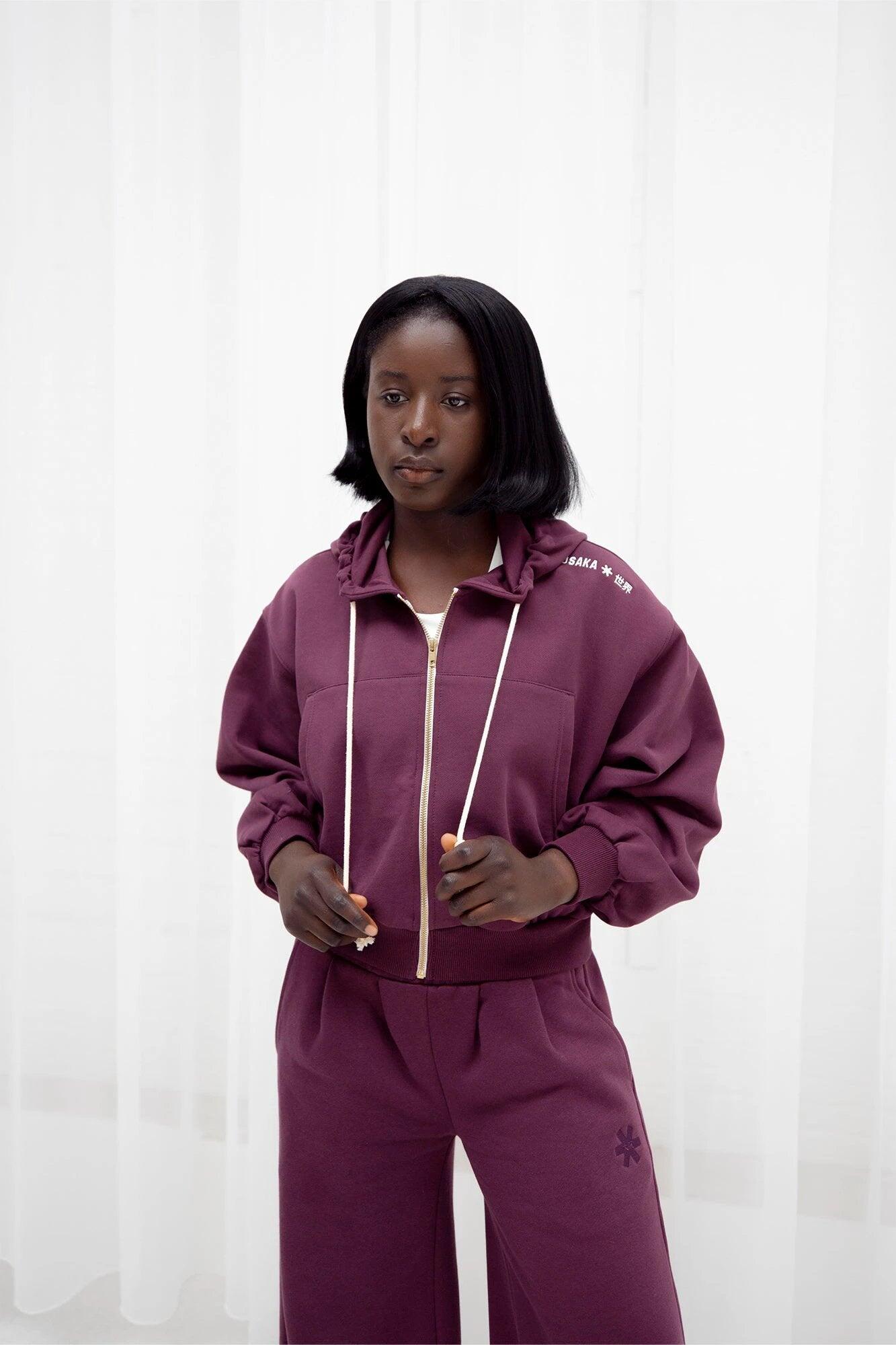 Osaka Dames Cropped Full Zip Hoodie | Kersenlak 3/6