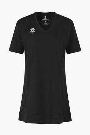 Osaka Damen Tech-Kleid mit V-Ausschnitt | Schwarz