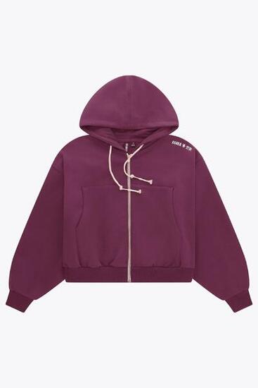 Osaka Damen Kurzer Hoodie mit durchgehendem Reißverschluss | Kirschlack