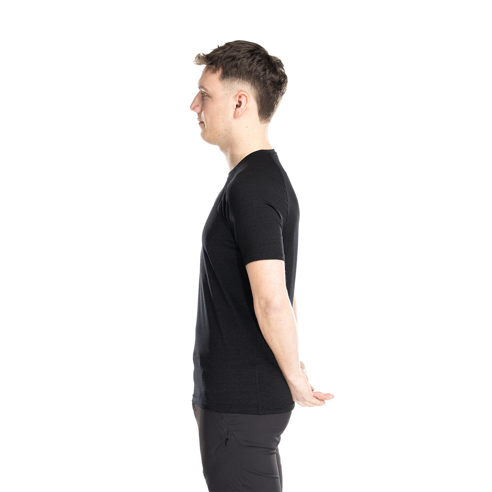 Nilo Merino Baselayer Shirt Herren kurzarm Wandern - coalblack 3/7