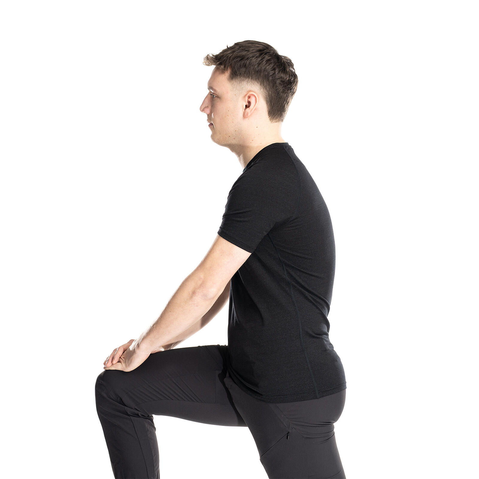 Nilo Merino Baselayer Shirt Herren kurzarm Wandern - coalblack 4/7