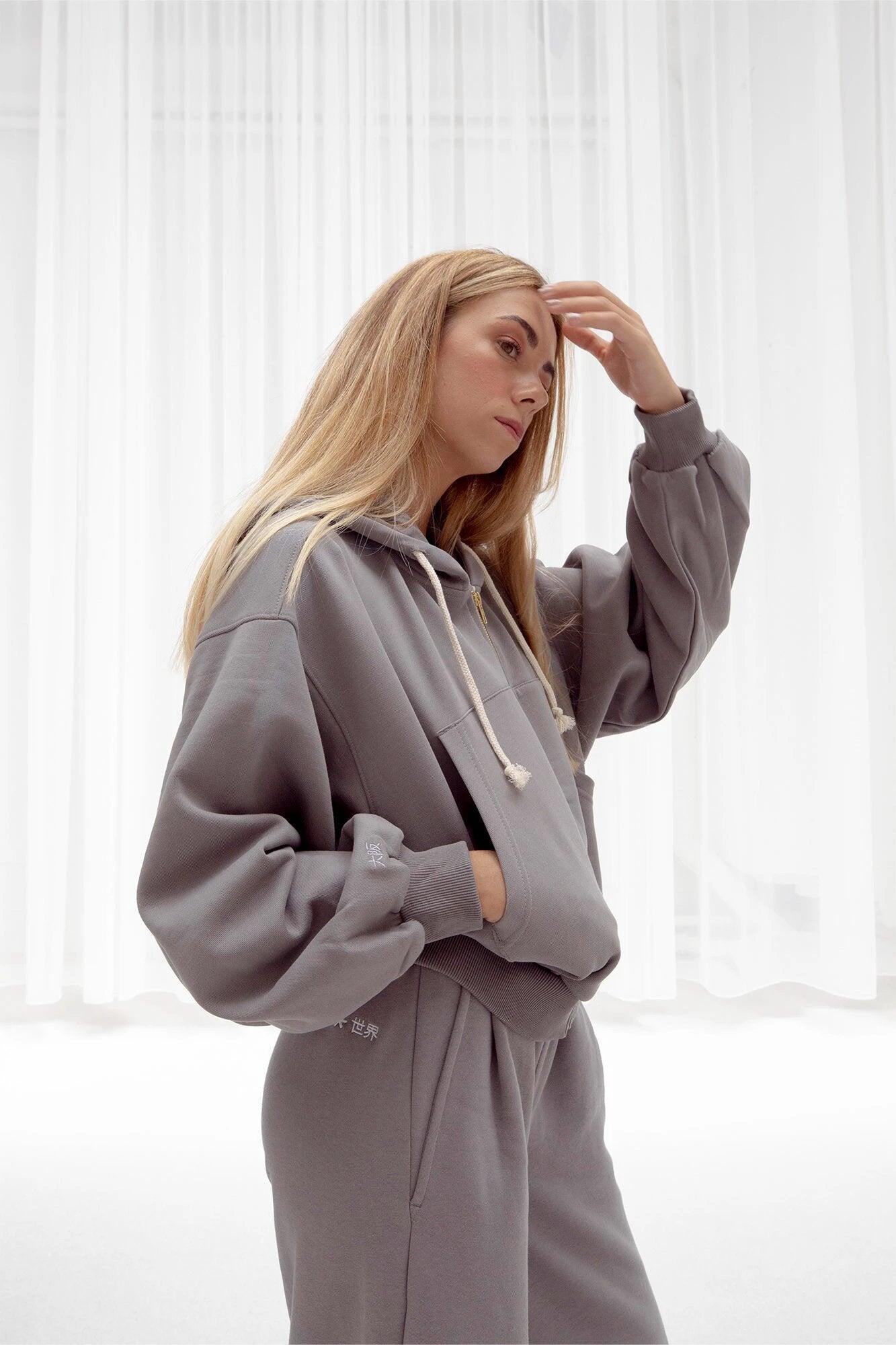 Sweat à capuche court zippé Osaka pour femme | Cloudburst 3/6