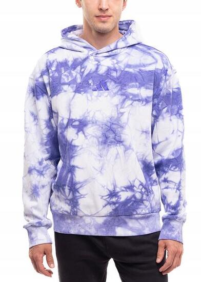 Sweat à capuche ADIDAS homme mélange coton bleu et blanc