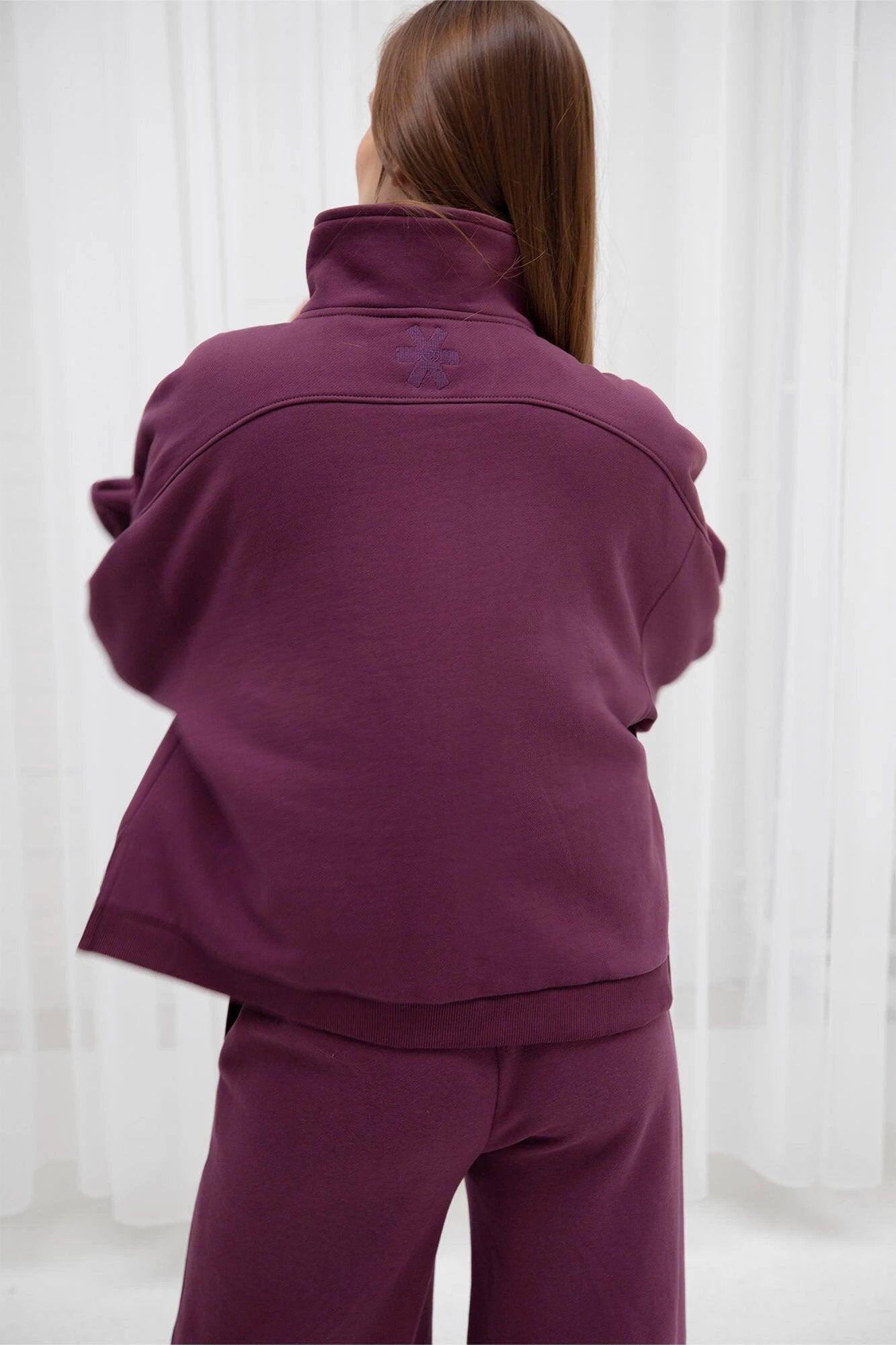 Pull court demi-zippé Osaka pour femme | Laque cerise 5/6