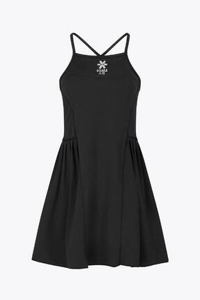 Osaka Damen Plissee-Tech-Kleid | Schwarz