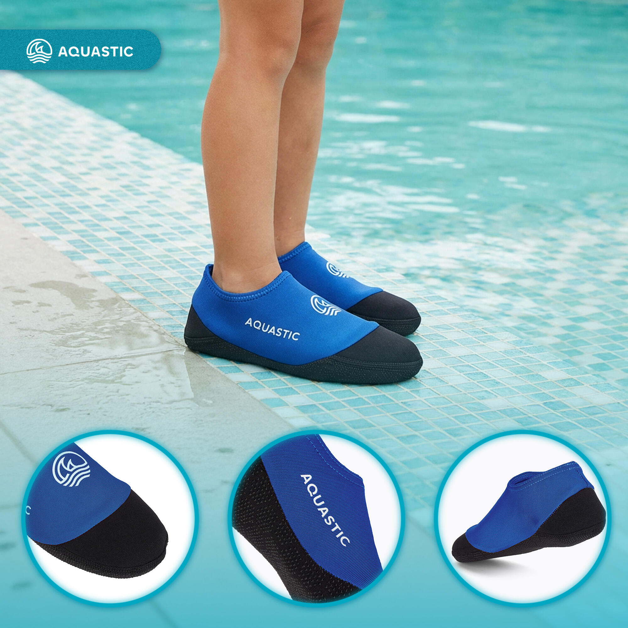 Kinderen zwembad sokken AQUASTIC Seavie Anti-Slip 3/7