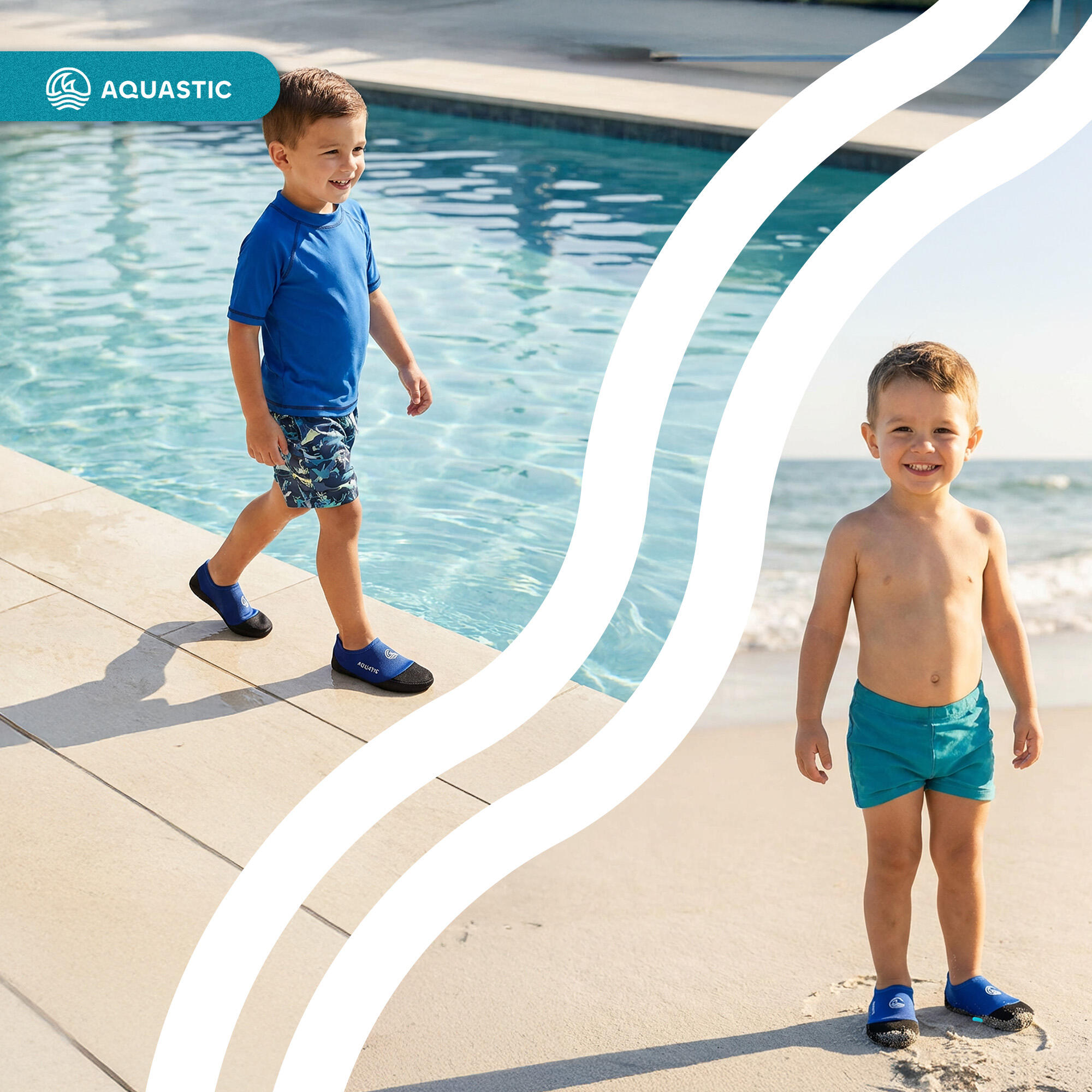 Kinderen zwembad sokken AQUASTIC Seavie Anti-Slip 7/7
