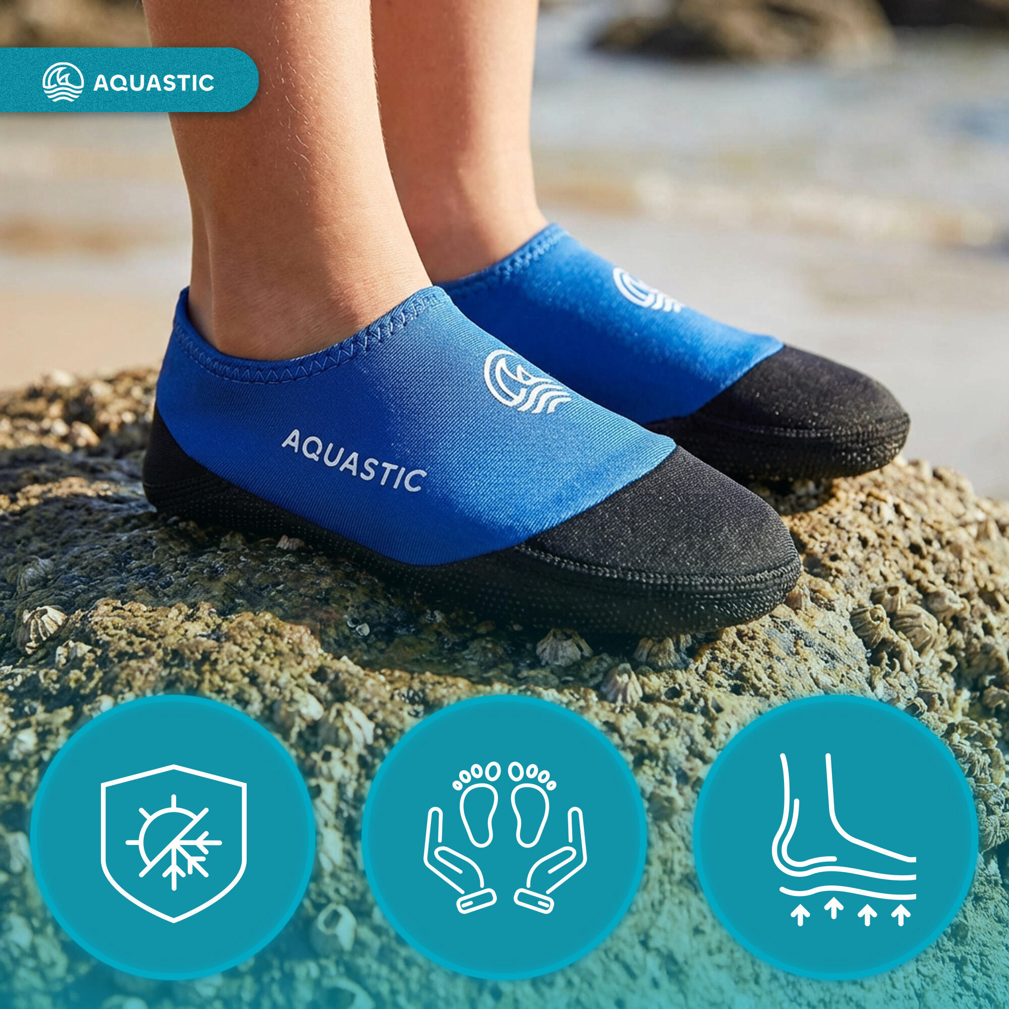 Kinderen zwembad sokken AQUASTIC Seavie Anti-Slip 5/7
