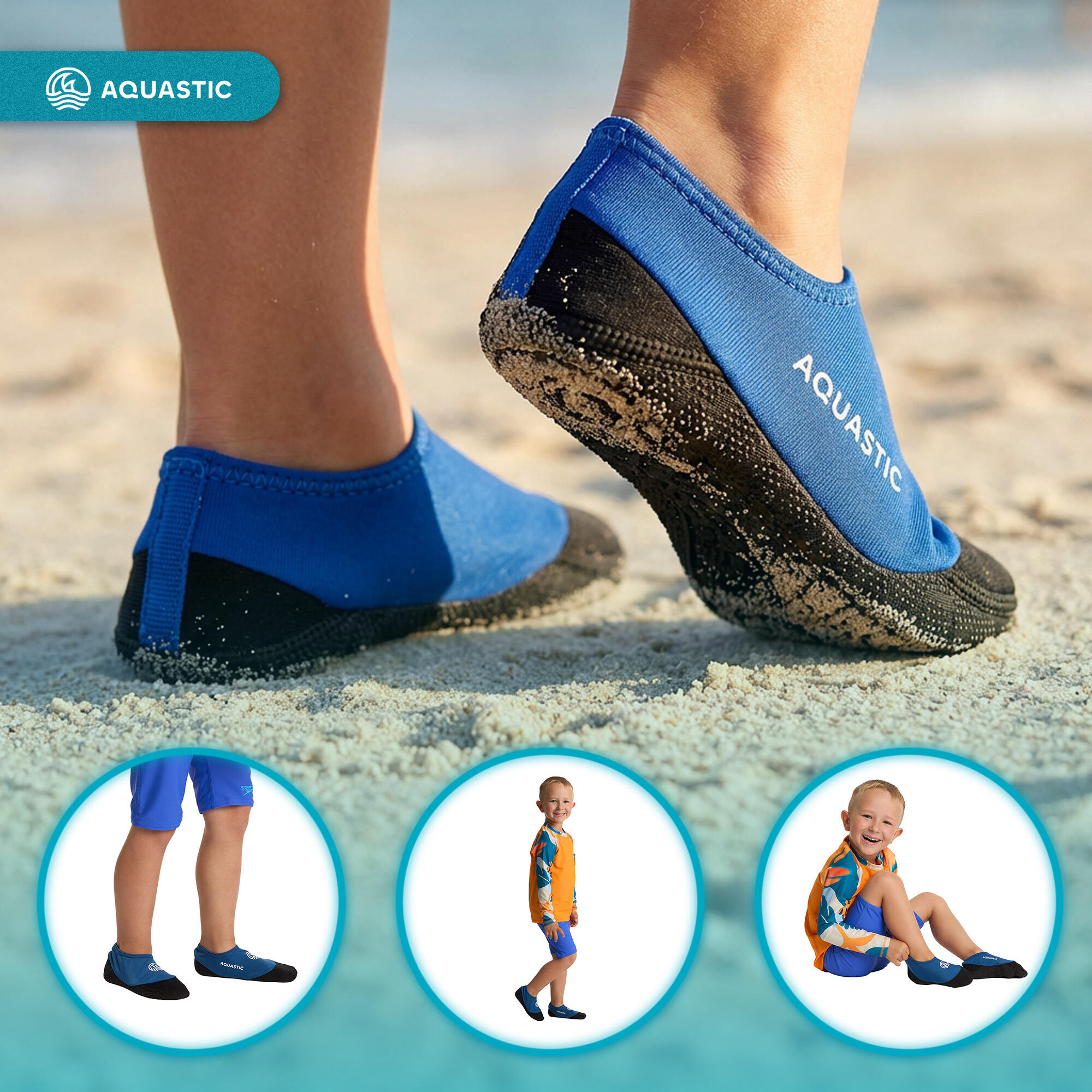 Kinderen zwembad sokken AQUASTIC Seavie Anti-Slip 4/7