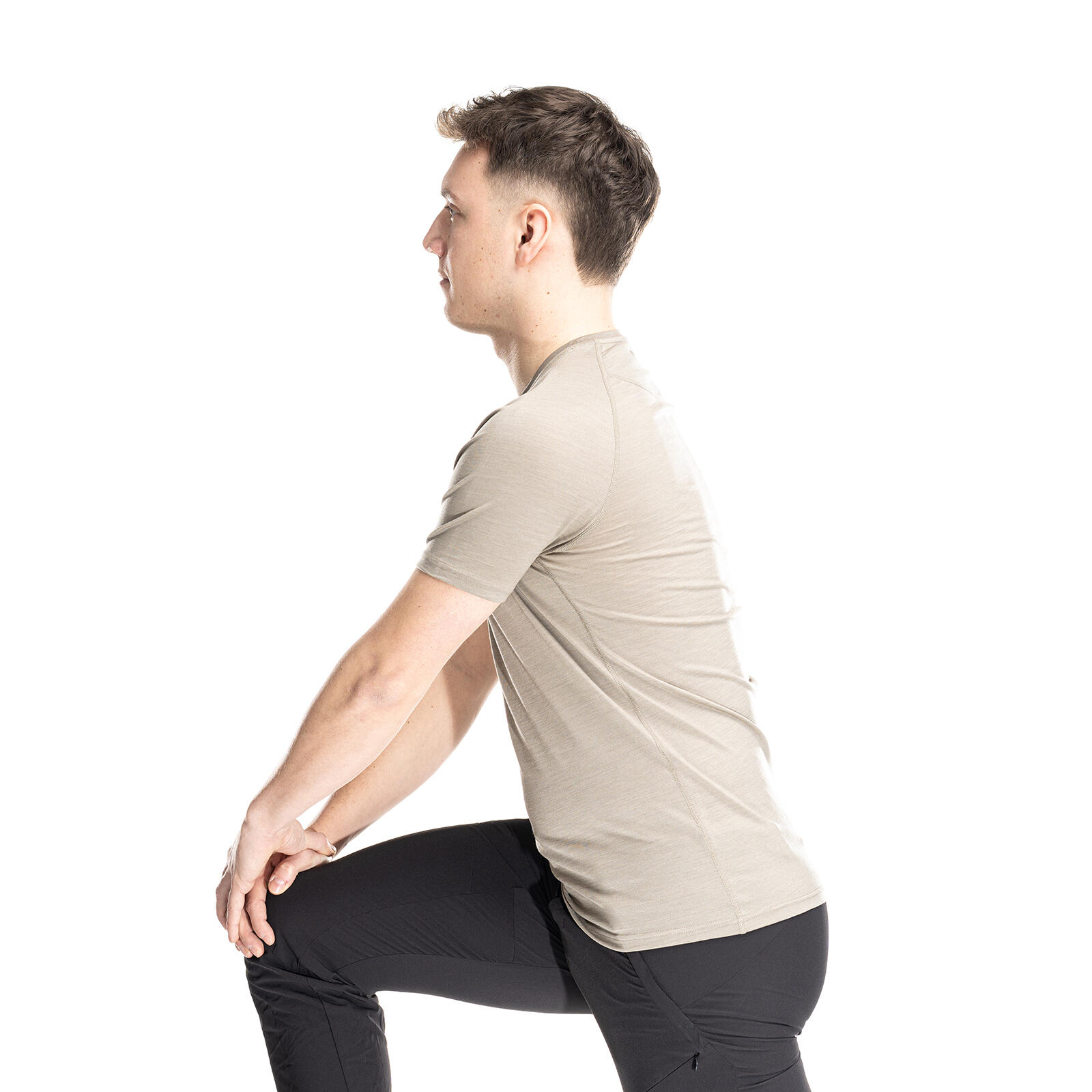 Nilo Merino Baselayer Shirt Herren kurzarm Wandern - darksand 4/7