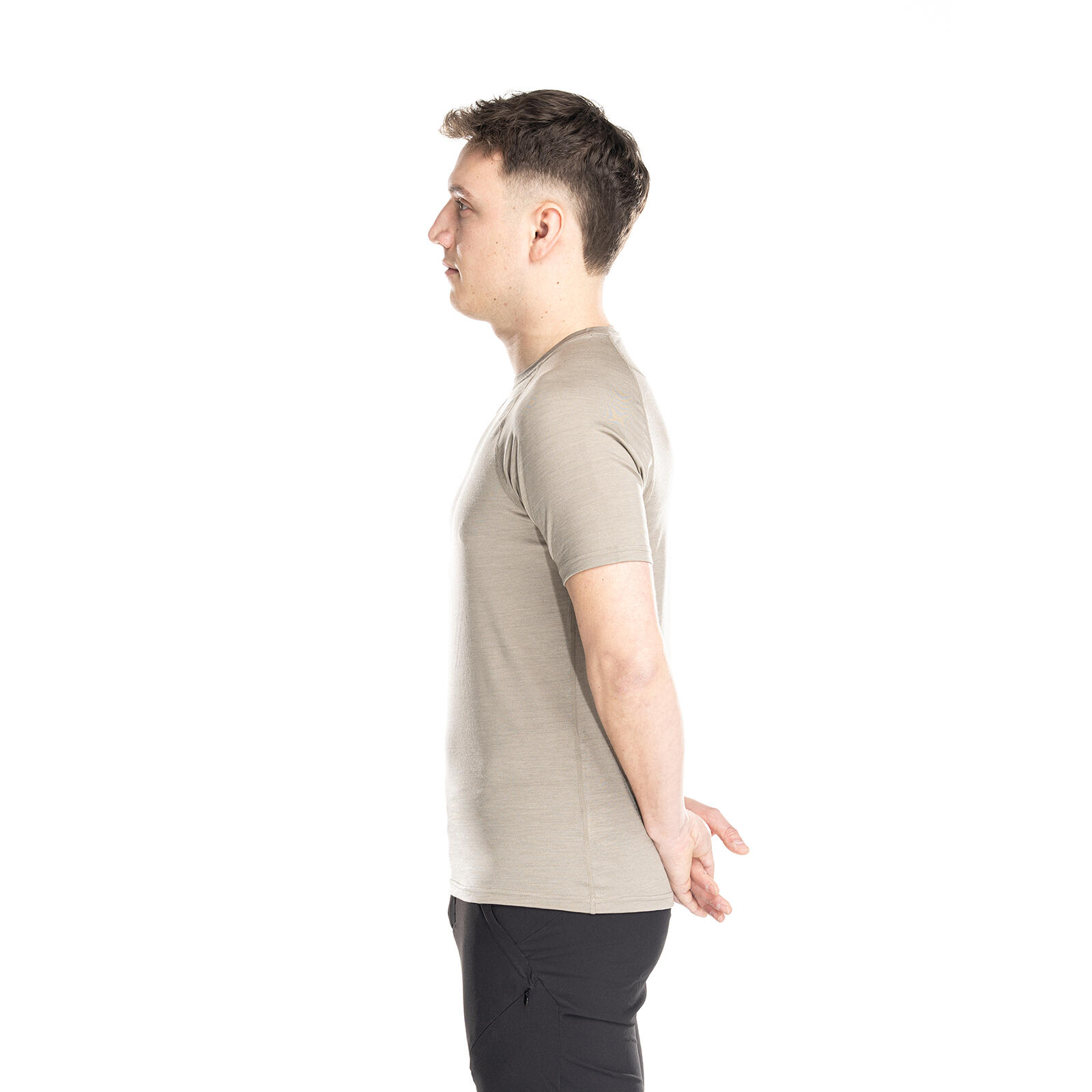 Nilo Merino Baselayer Shirt Herren kurzarm Wandern - darksand 3/7