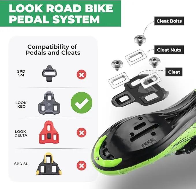 Pedale clipless ROCKBROS pentru șosea, compatibile Look KEO 3/7