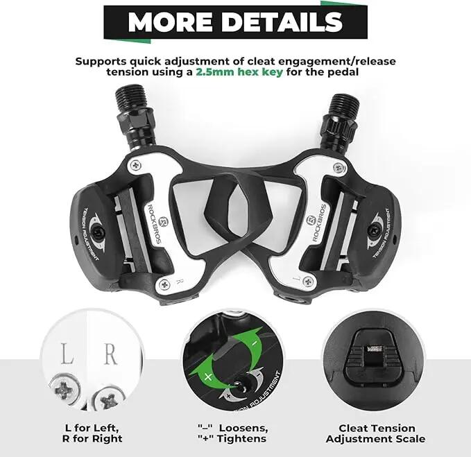 Pedale clipless ROCKBROS pentru șosea, compatibile Look KEO 4/7