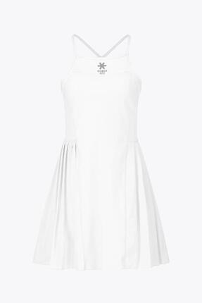 Osaka Damen Plissee-Tech-Kleid | Weiß