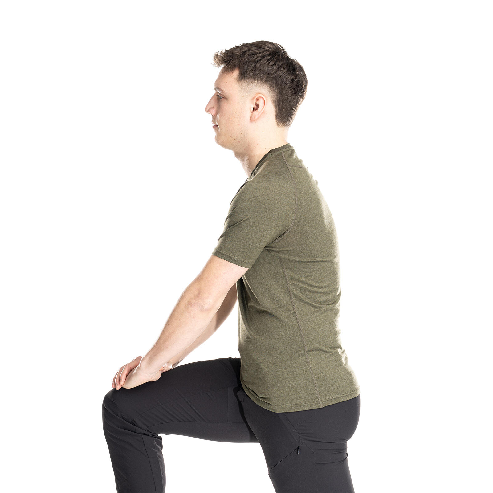 Nilo Merino Baselayer Shirt Herren kurzarm Wandern - dunegreen 4/7